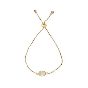 14k Gold Plated Moonstone Slice Bolo Bracelet Bracelet with Pull Ties